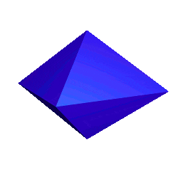 Bild von einem blauem Oktaeder als sich drehende Animation