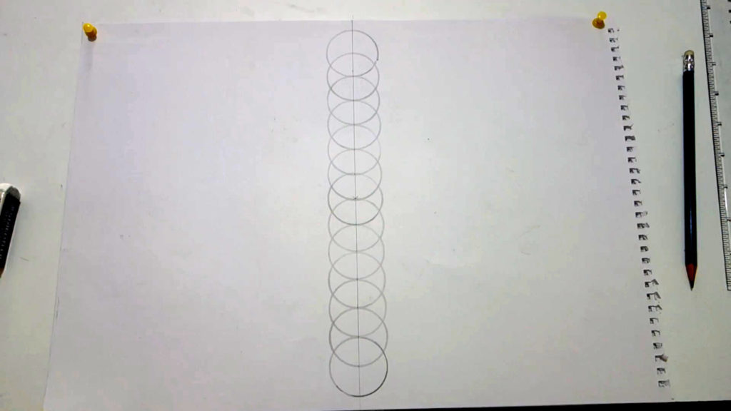 Bild von aneinader folgen Kreisen. Anleitung: einen Dodekaeder zeichnen